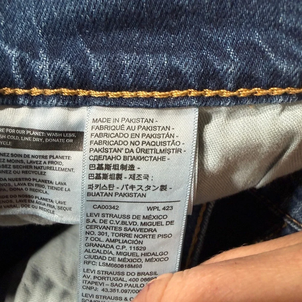 Levis 505 Jeans Mens 42x32 Blue Straight Leg Stretch Faded Whiskers Cowboy Biker